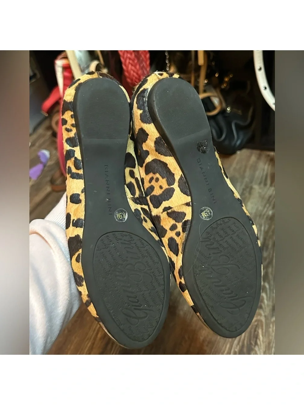 Leopard Print Flats with Gold Accents